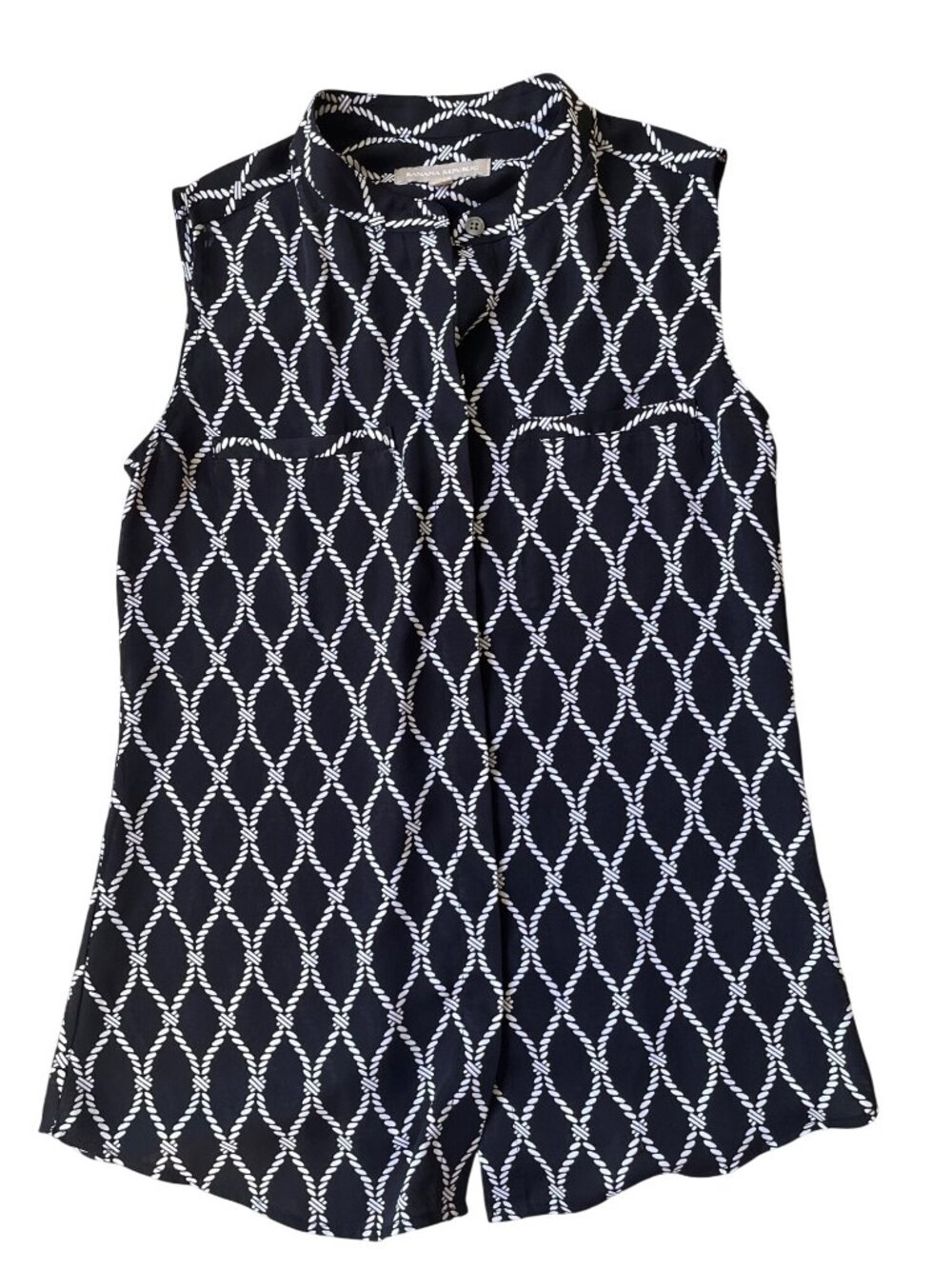 Banana Republic Rope Button Up Blouse Womens XS Black Classic Minimalism Career